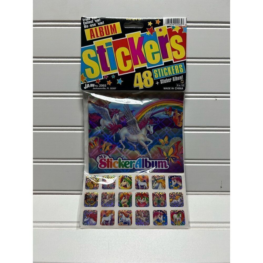 Ja-Ru My Sticker Album Sparkly Unicorn Pegasus Butterfly 48 Stickers NEW